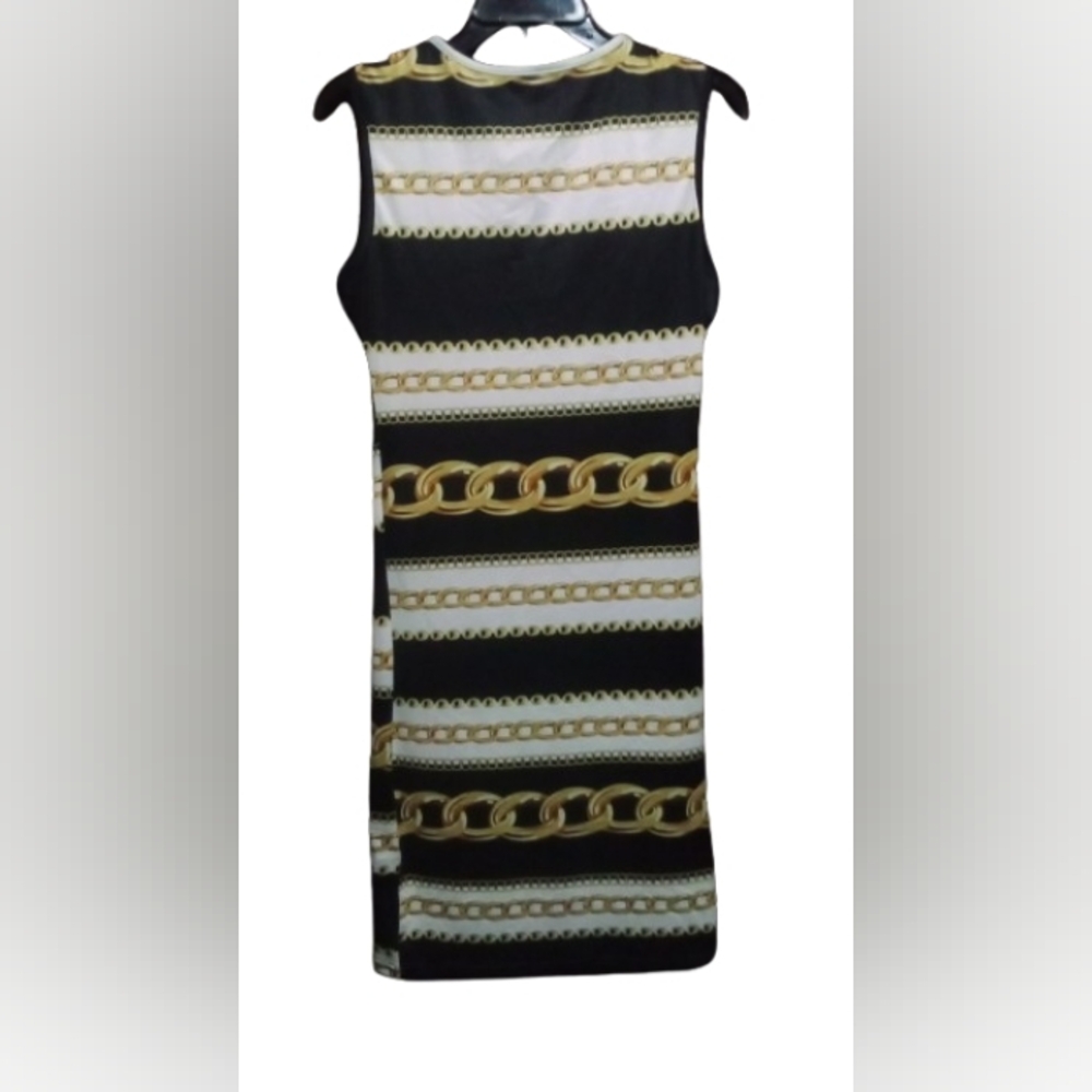 Gold Chain Stripe Sleeveless Dress
